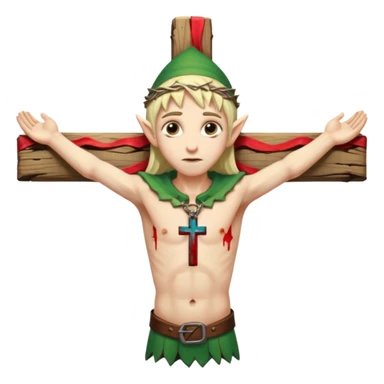 Elf getting crucified on cross sticker
