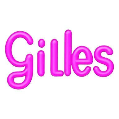 Pink neon sign with the word Giles sticker