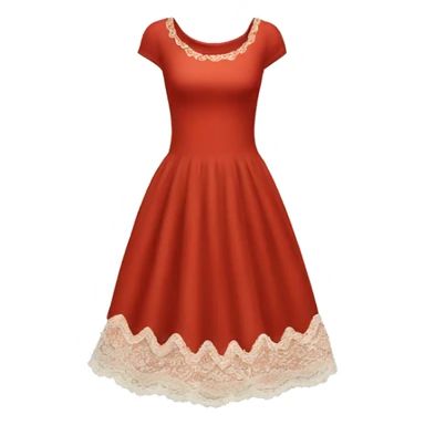 Red dress with lace sticker