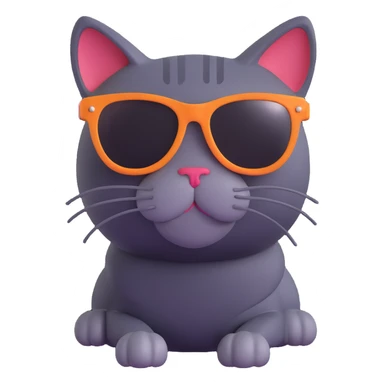 cat wearing sunglasses, 3D emoji style sticker