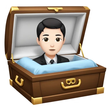 asian guy in open casket sticker