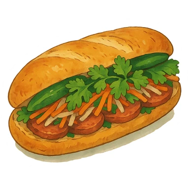 ghibli style banh mi sandwich sticker