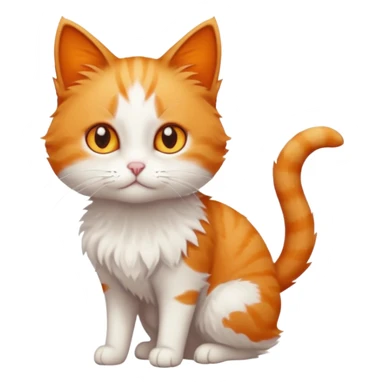 full body of tiny + skinny ginger and white cat with deep orange eyes sticker
