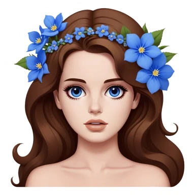 Lana del rey like the born to die music video with blue flowers in her hair sticker
