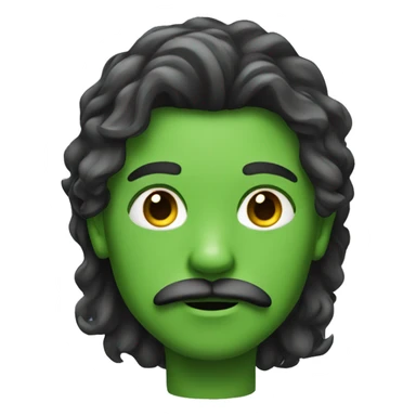 boy green skin with moustache and long hair sticker