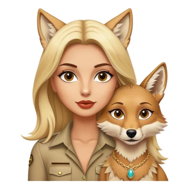 Blonde luxury model with her pet coyote sticker