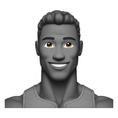 Giga Chad with a confident smile black and white musculation meme a little from profile sticker