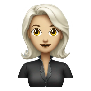 well dressed white woman with a big clok sticker