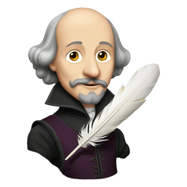 William Shakespeare holds a feather in his hand sticker