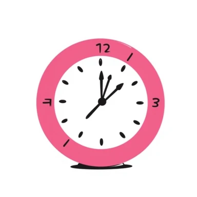 pink clock, hand drawn doodle style sticker