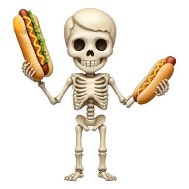 kid skeleton holding hot dog sticker
