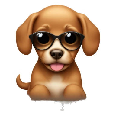 cute brown puppy with wearing sunglasses sticker