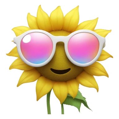 Sunflower with white sunglasses pink iridescent lenses sticker