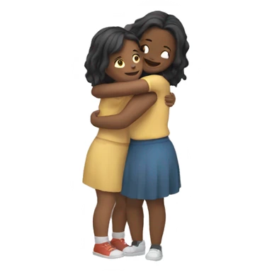 two girls hug sticker