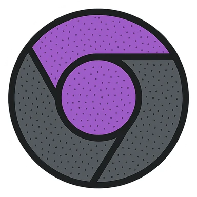 chrome browser icon, flat icon style, color scheme purple dark grey, stippling effect, low detail, suitable for ico format, work use sticker