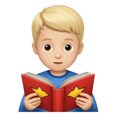 little boy reading comic bôk sticker