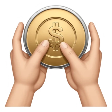 two hands passing a coin, no text sticker