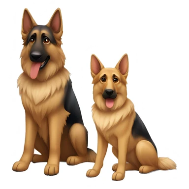 male long haired german shepherd with black eyes sitting next to female short haired german shepherd with brown eyes  sticker