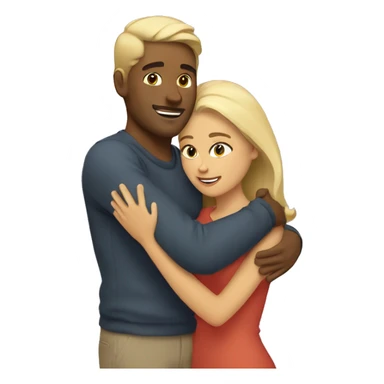 Blond man and hispanic woman hug each other sticker