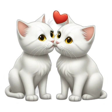 Two White cats kiss sticker