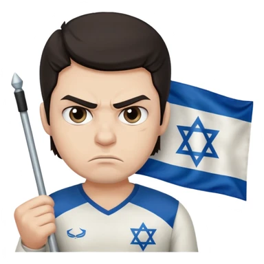 İsrail Bayrak tutan ve çok kızgın bakan adam sevmemiş gibi sticker