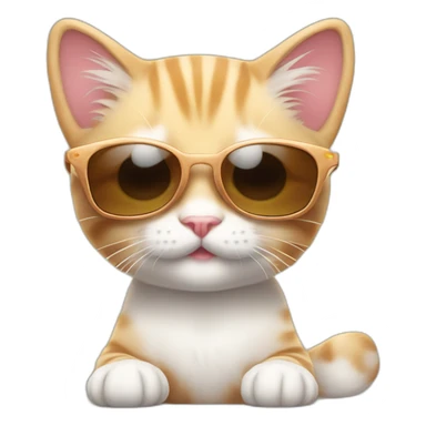 Very cute kitten with sunglasses sunbathing sticker