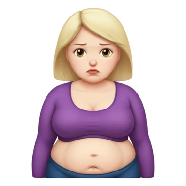 woman with belly fat sad face sticker