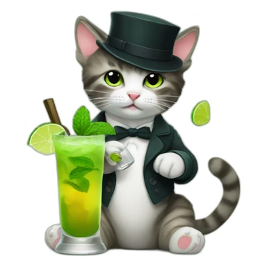 baby sherlock holmes cat drinking mojito sticker