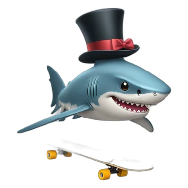Shark with a top hat doing skateboard  sticker