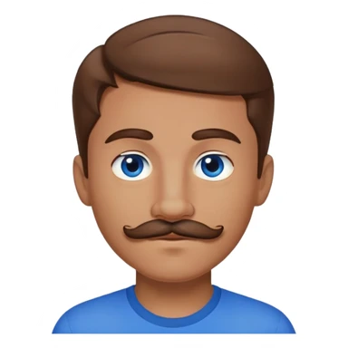 Boy named crew, brown hair, blue eyes, mustache, nice facial structure, medium to tan, skin tone,  sticker