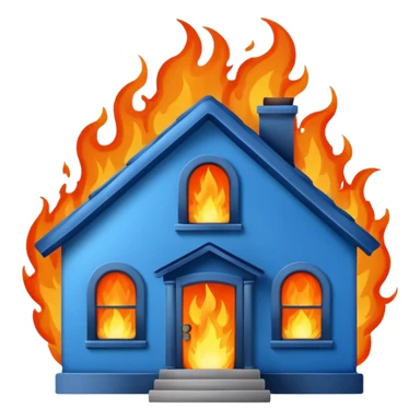 blue house burning down sticker
