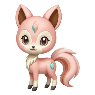 Pastel Pink-Peach Soft-Cream Rosy-Glossed Cute Round Meloetta-Trico-hybrid-animal-creature (full body) sticker
