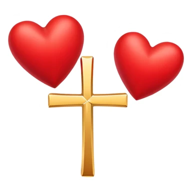 Two red  hearts connected by one simple gold cross  sticker