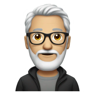Man with grey hair, a grey beard and black glasses sticker