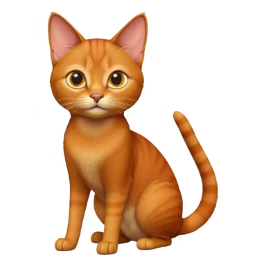 A 3D cartoon Abyssinian cat with orange-ginger coat, detailed fur texture, energetic pose, bright studio lighting, Memoji-style. sticker