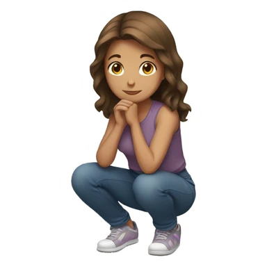 girl with brown hair kneeling on her knees sticker