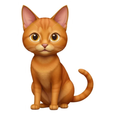 A 3D cartoon Abyssinian cat with orange-ginger coat, detailed fur texture, energetic pose, bright studio lighting, Memoji-style. sticker
