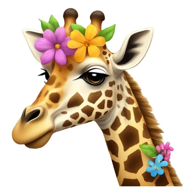 giraffe with flowers on the head sticker