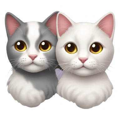 2 gatos corazones besitos sticker