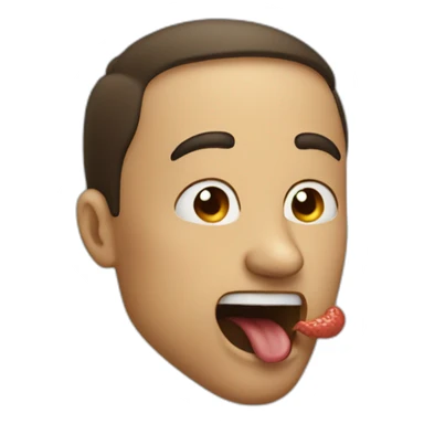 man biting tongue sticker