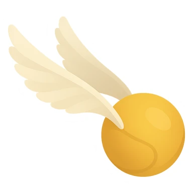 Golden Snitch in flight, cute and soft, no outlines, clear shadows and highlights, wings longer and more interesting, dynamic flying angle, color filled style, no background. sticker