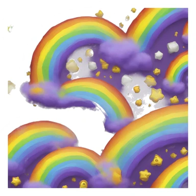 a rainbow with purple, yellow, black and white color sticker