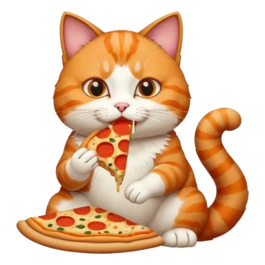 cat eating pizza sitting position sticker