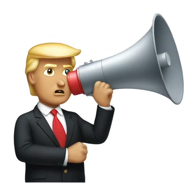 trump holds loudspeaker sticker