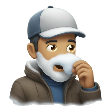 Man sniffing snow sticker