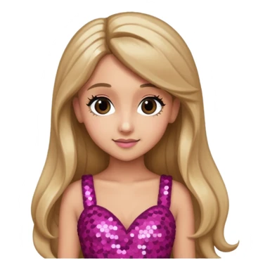 Ariana Grande with long dark blonde hair, dark pink sequin dress sticker