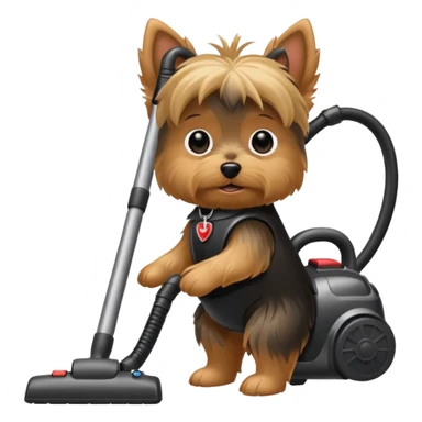 Yorkie dog with a vaccum sticker