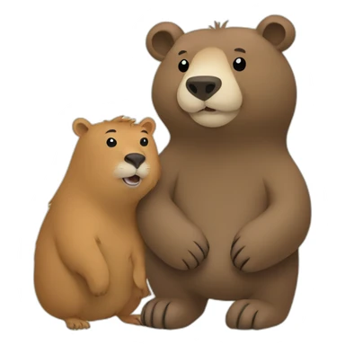 Bear holds capybara in paws sticker