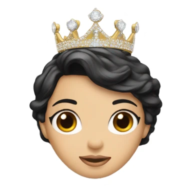 Miss Universe crown with black hair, asian face sticker