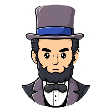 cartoonish sticker of Abraham Lincoln with top hat and iconic beard sticker